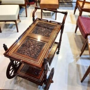 Luxury Tea Trolley Design – Modern Wooden Serving Cart Albaik Furniture
