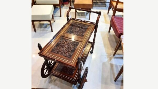Luxury Tea Trolley Design – Modern Wooden Serving Cart Albaik Furniture
