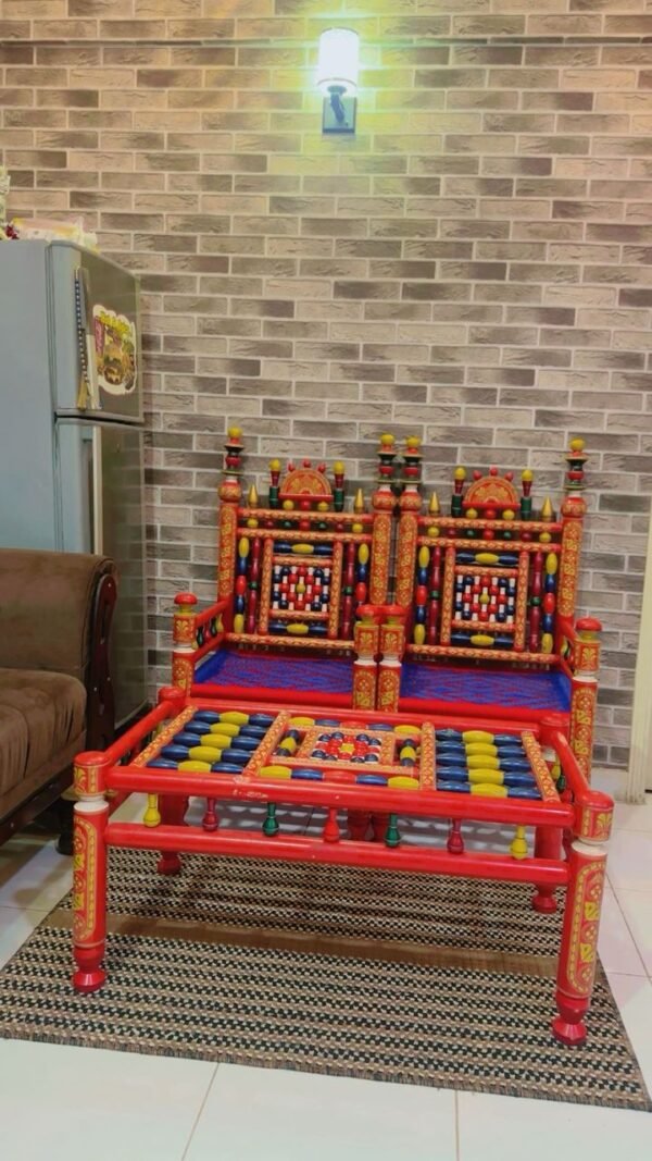 Chinioti Rangla Peera Set Design Premium Traditional Wooden Peera Set by Albaik Furniture
