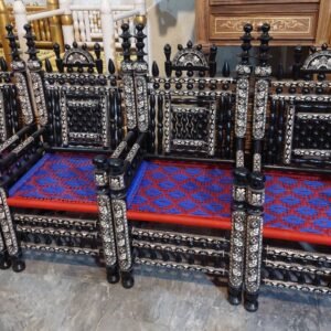 Chinioti Rangla Peera Set Design Premium Traditional Wooden Peera Set by Albaik Furniture