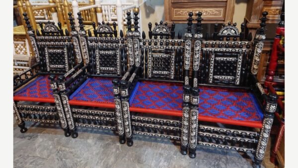 Chinioti Rangla Peera Set Design Premium Traditional Wooden Peera Set by Albaik Furniture